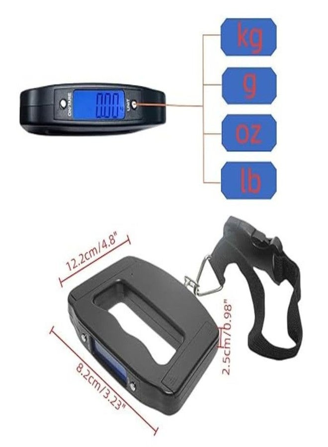 Mabron ميزان أمتعة رقمي من مابرون (ضمان لمدة عام) مصنوع من مادة ABS، يزن من 10 غرامات إلى 50 كيلوغرامًا، مزود بحزام تعليق رمادي اللون. - Image 3